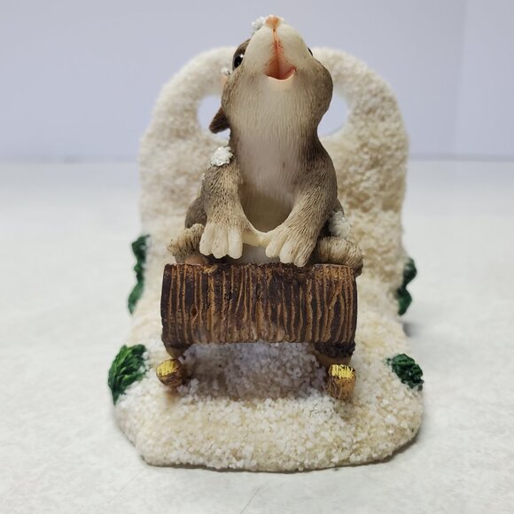 Charming Tails Figurine Collectible Dashing Through The Snow Sledding Mouse - Picture 4 of 11